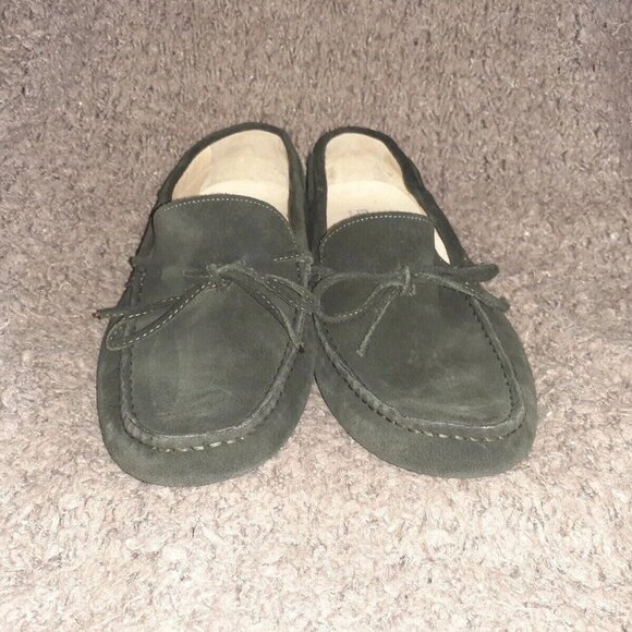 BOEMOS-Slip On-Driving Loafers/Moccasins Dark Green Suede-Size 44/11-Near Mint - Picture 2 of 6